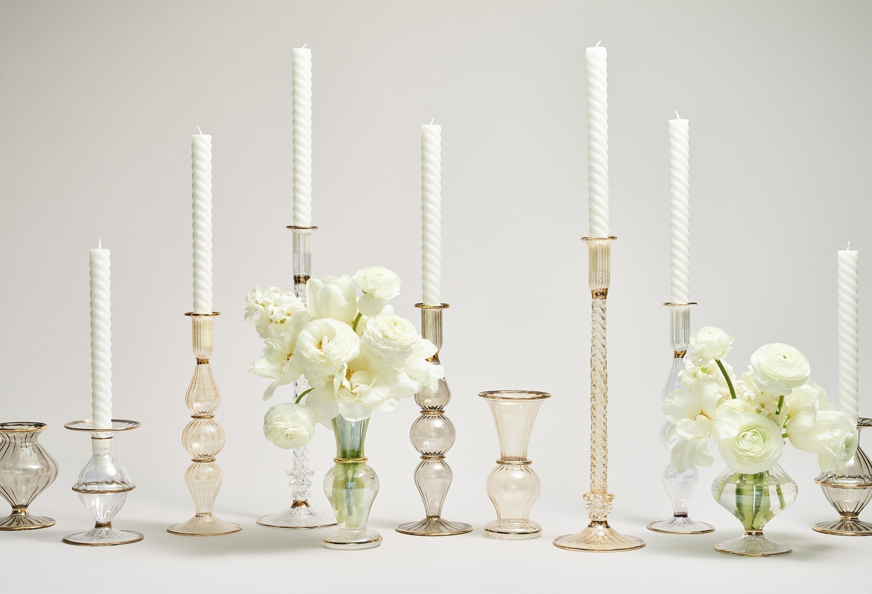 Glass vase set centerpiece designed by Kim Seybert