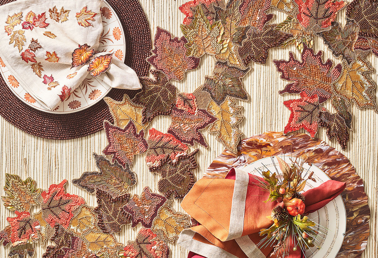 Luxury Thanksgiving table runner and napkin ideas styled by Kim Seybert