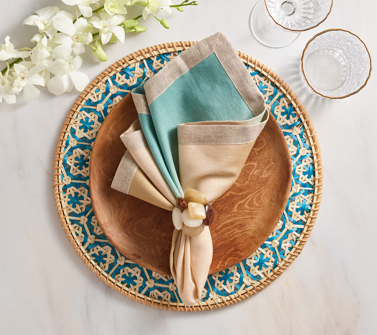 Dip Dye Napkin in Natural & Seafoam, Set of 4