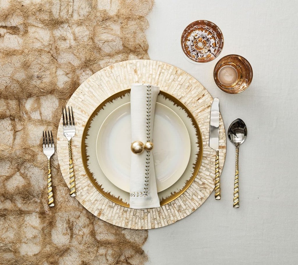 Kim Seybert, Inc.Byzantine Placemat in Ivory & Gold, Set of 4Placemats