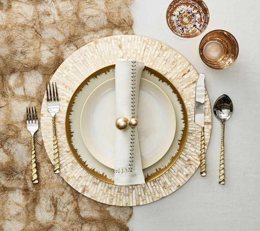 Kim Seybert, Inc.Byzantine Placemat in Ivory & Gold, Set of 4Placemats