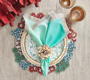 Kim Seybert Luxury Cozumel Placemat in Turquoise, Coral, & Gold