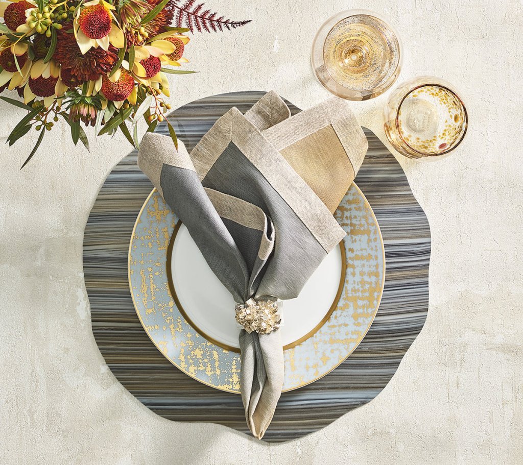 Kim Seybert, Inc.Mica Placemat in Beige, Taupe & Gray, Set of 4