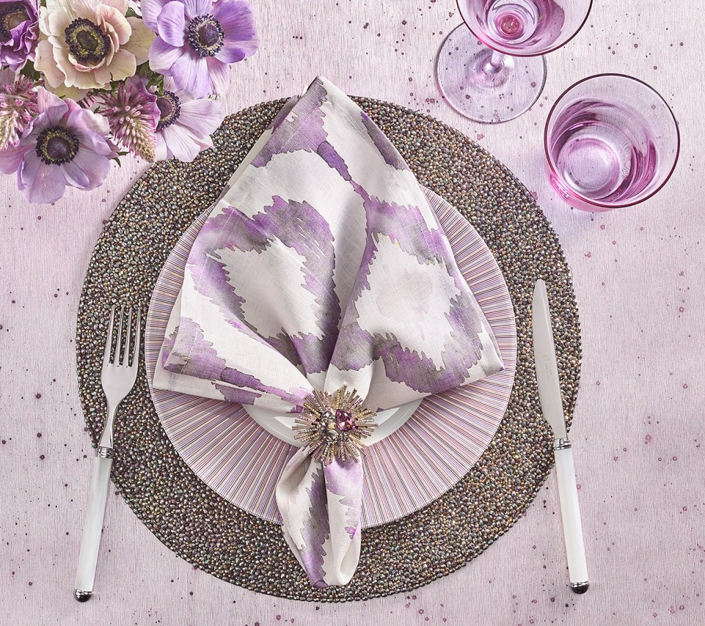 Kim Seybert, Inc.Bijoux Napkin Ring in Plum & Gold, Set of 4 in a Gift Box