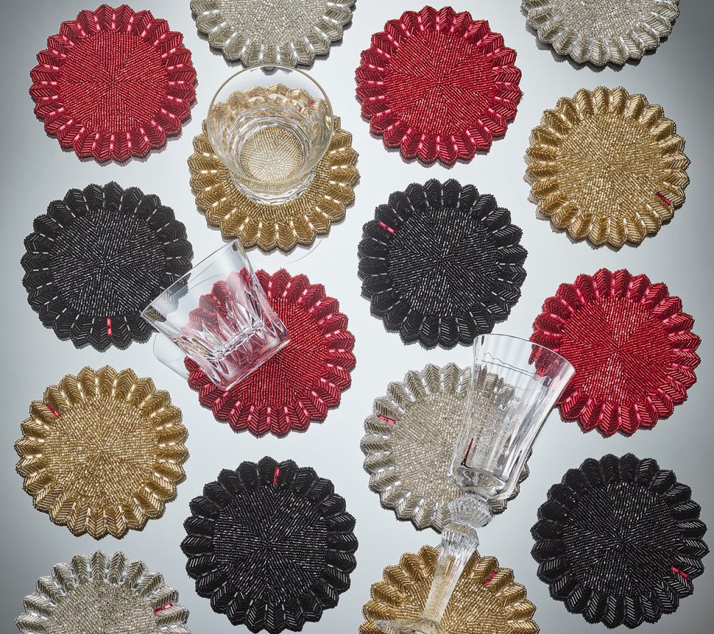 Kim Seybert, Inc.Etoile Coaster in Red, Set of 4 in a Gift BoxDrink Coasters