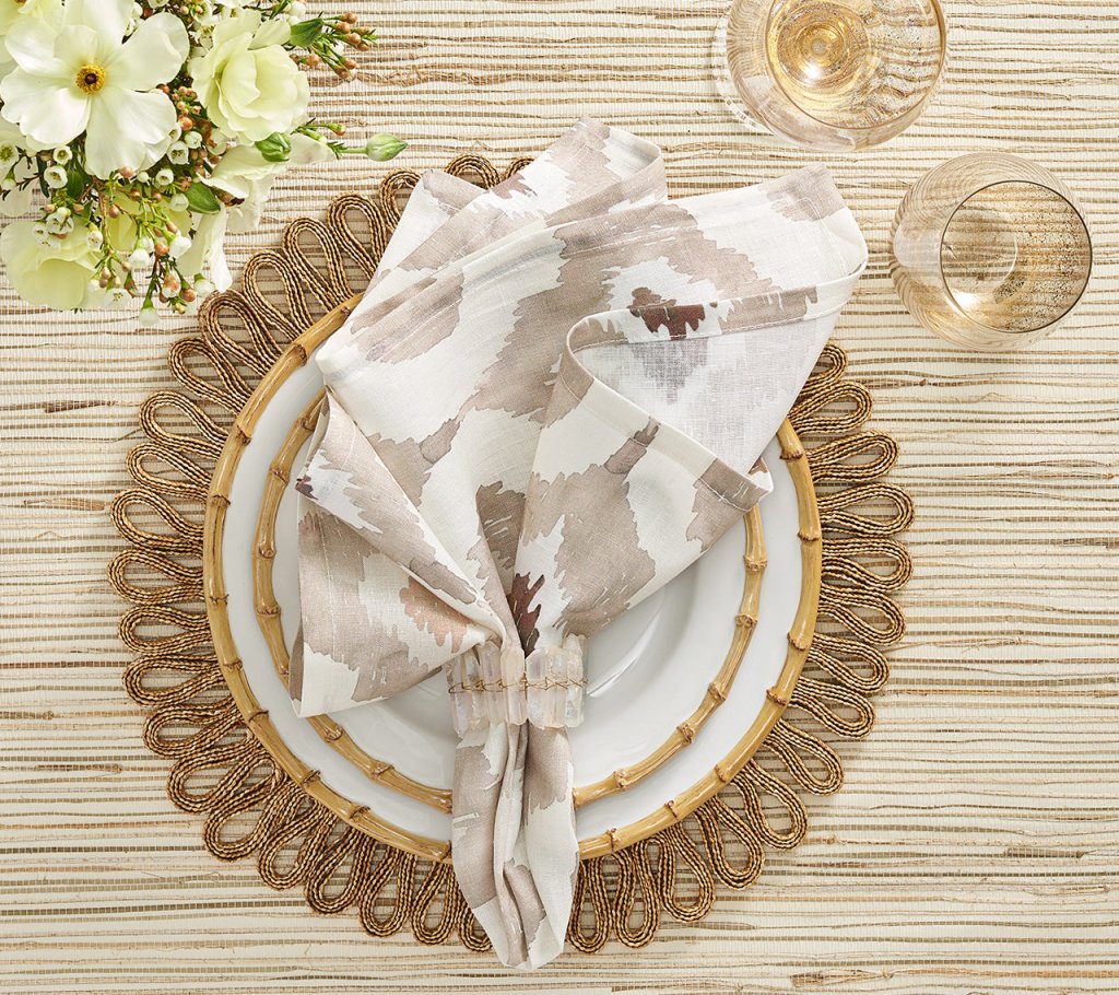 Watercolor Ikat Napkin in Taupe, Set of 4