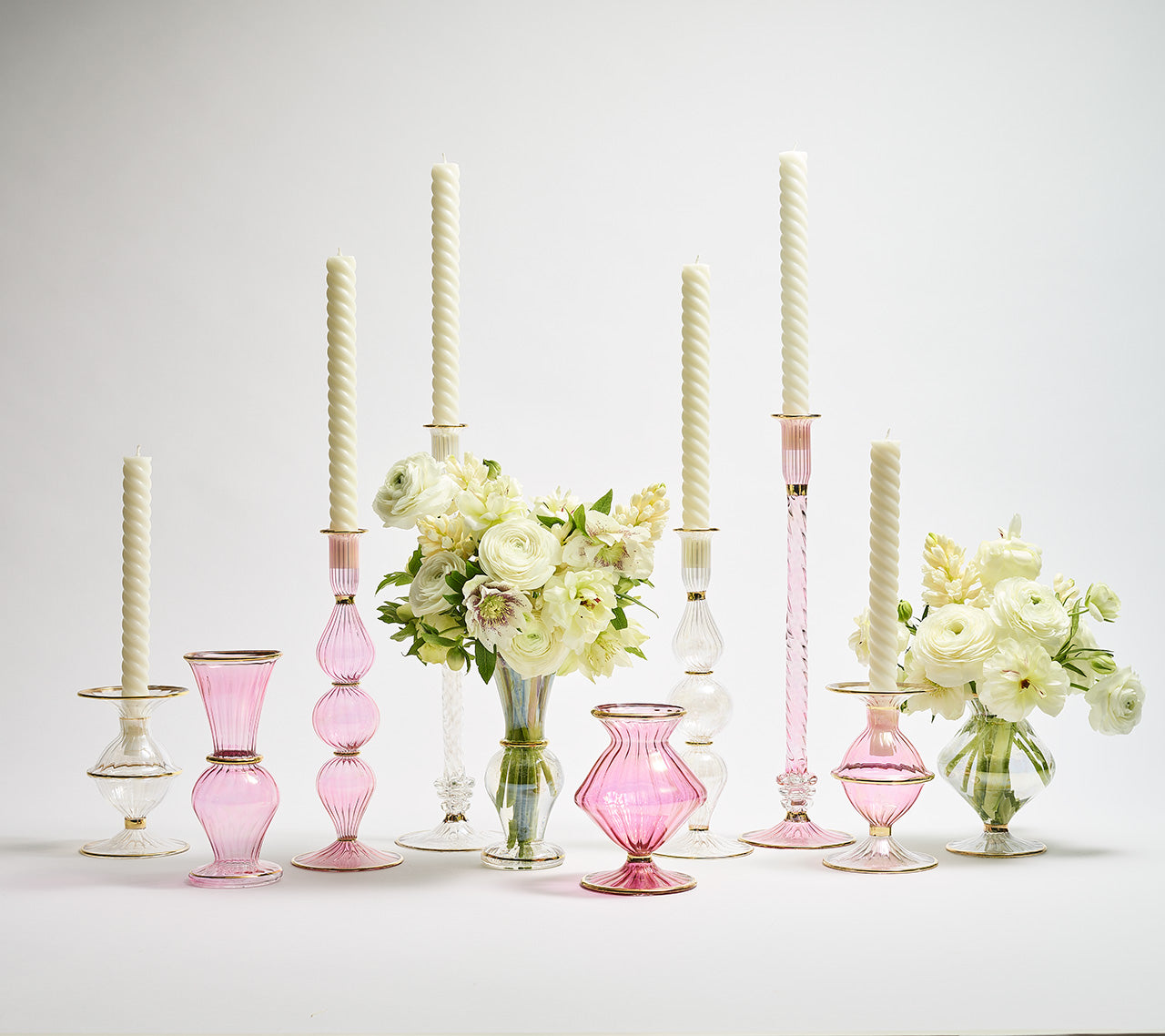 Kim Seybert Luxury Ripple Candle Holder in Pink