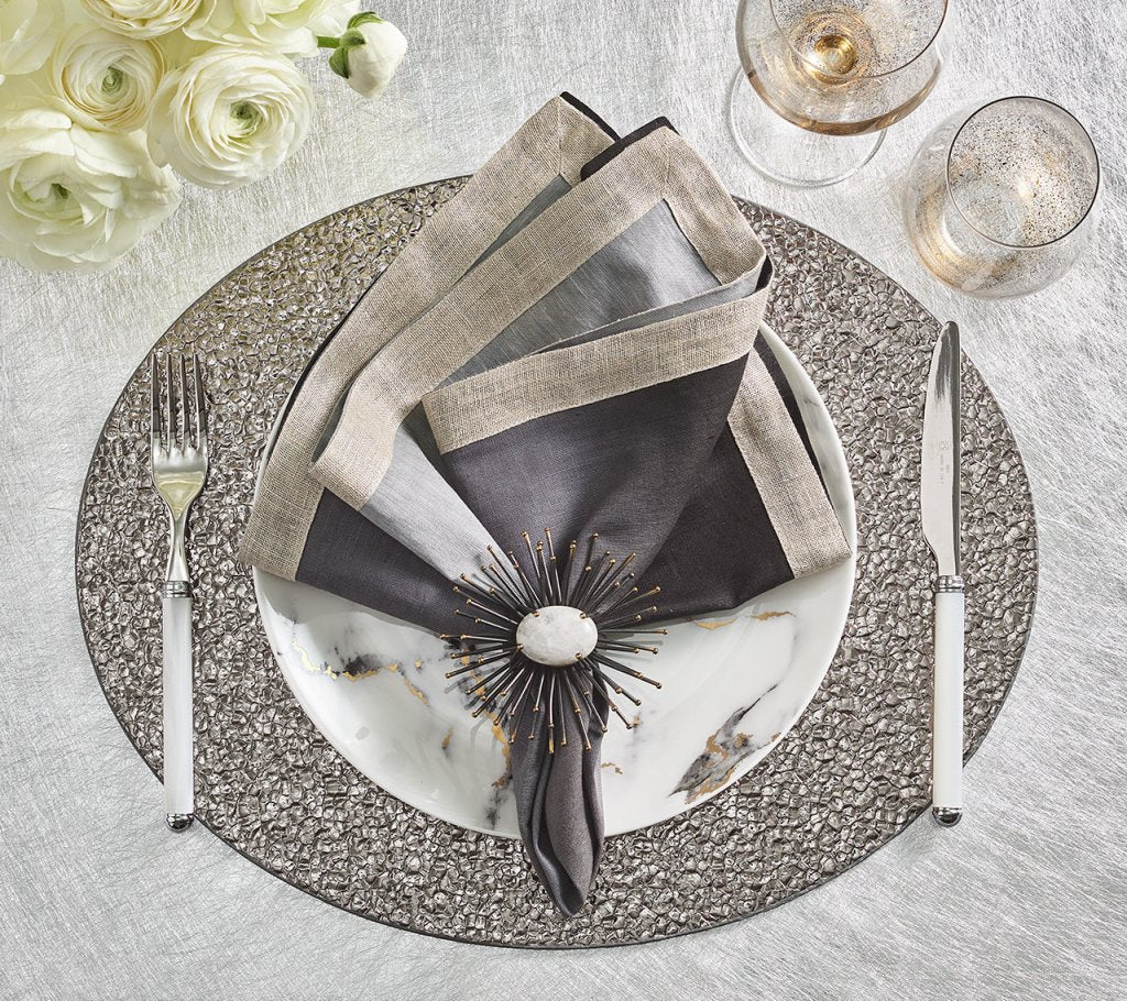 Kim Seybert, Inc.Dip Dye Napkin in Gray & Black, Set of 4Napkins