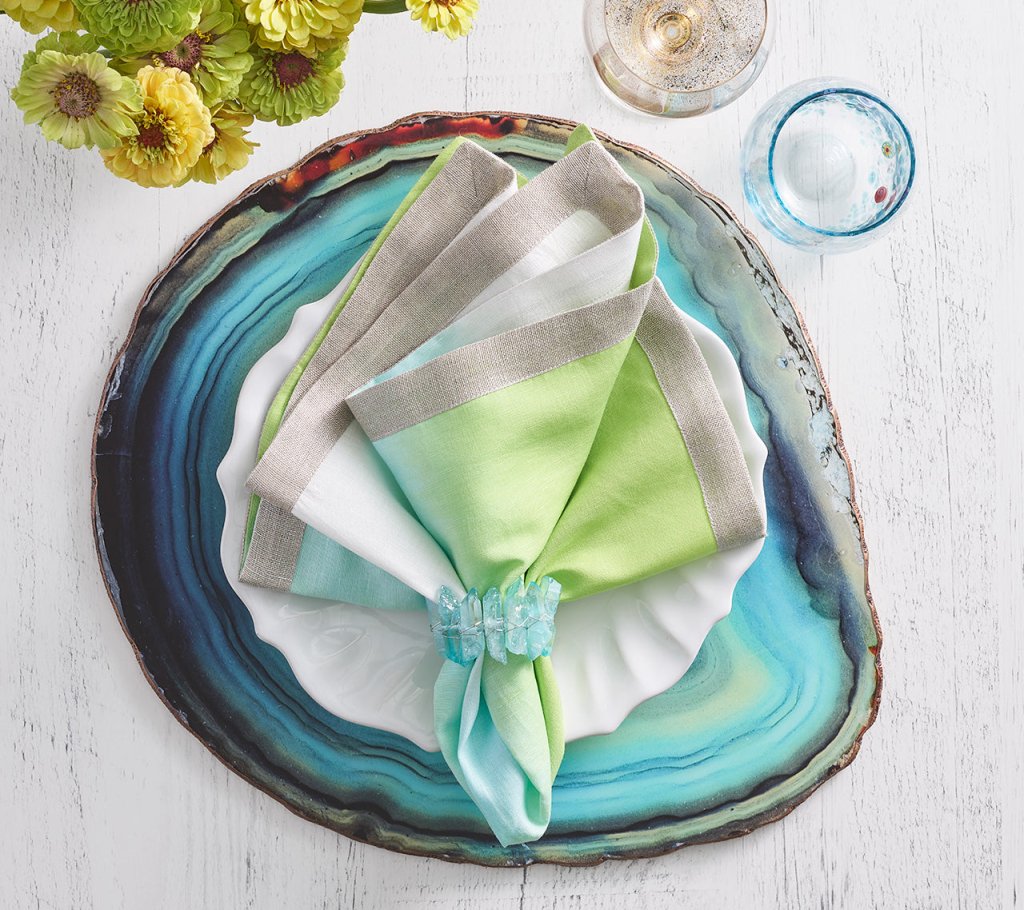 Kim Seybert, Inc.Dip Dye Napkin in Blue & Green, Set of 4Napkins