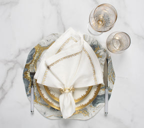 Kim Seybert Luxury Cosmos Placemat in Ivory, Gold & Silver
