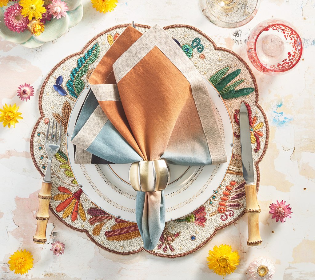 Kim Seybert, Inc.Dip Dye Napkin in Midnight & Copper, Set of 4Napkins