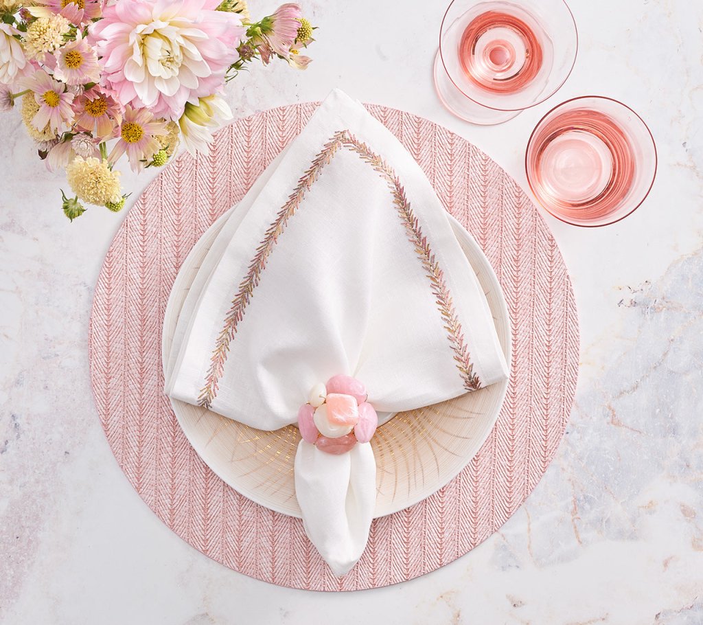 Jardin Napkin in White & Blush, Set of 4