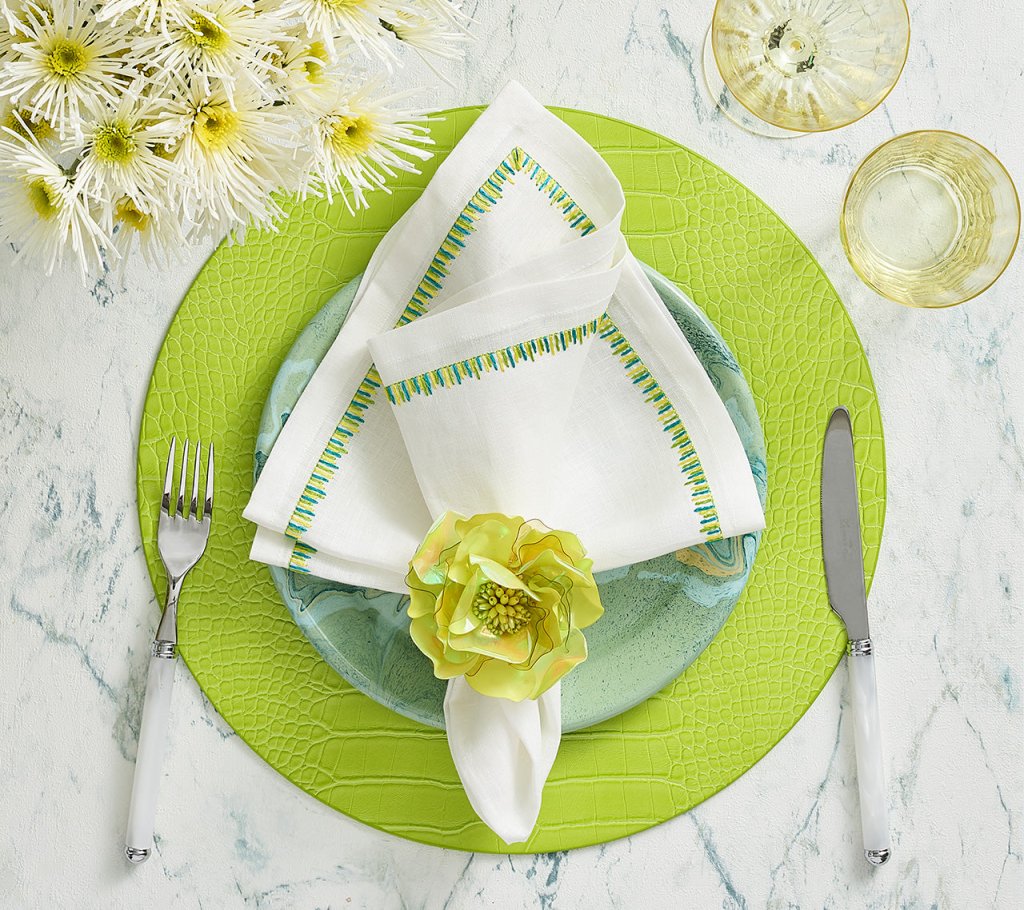 Filament Napkin in White, Yellow & Green, Set of 4