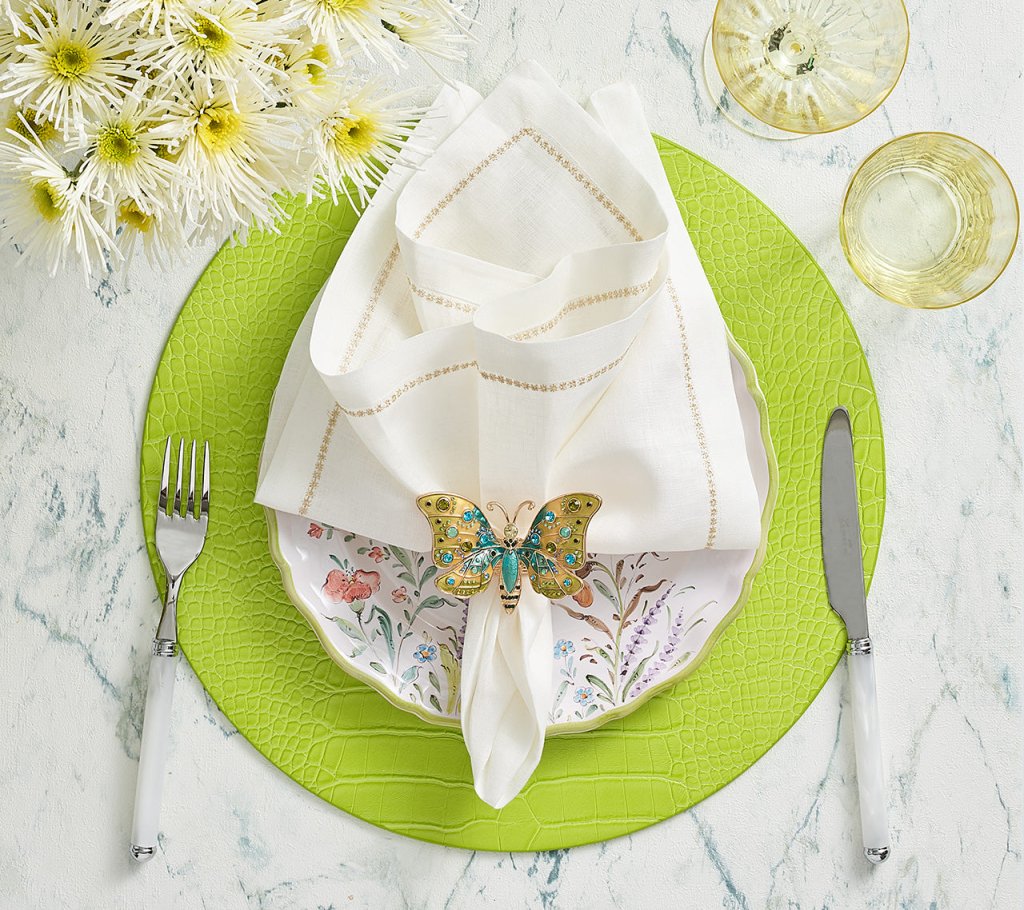 Kim Seybert, Inc.Arbor Napkin Ring in Blue & Green, Set of 4 in a Gift BoxNapkin Rings