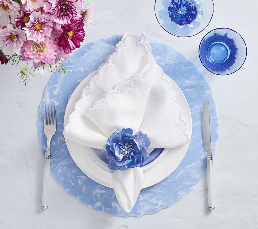 Kim Seybert, Inc.Gardenia Napkin Ring in Periwinkle, Set of 4Napkin Rings