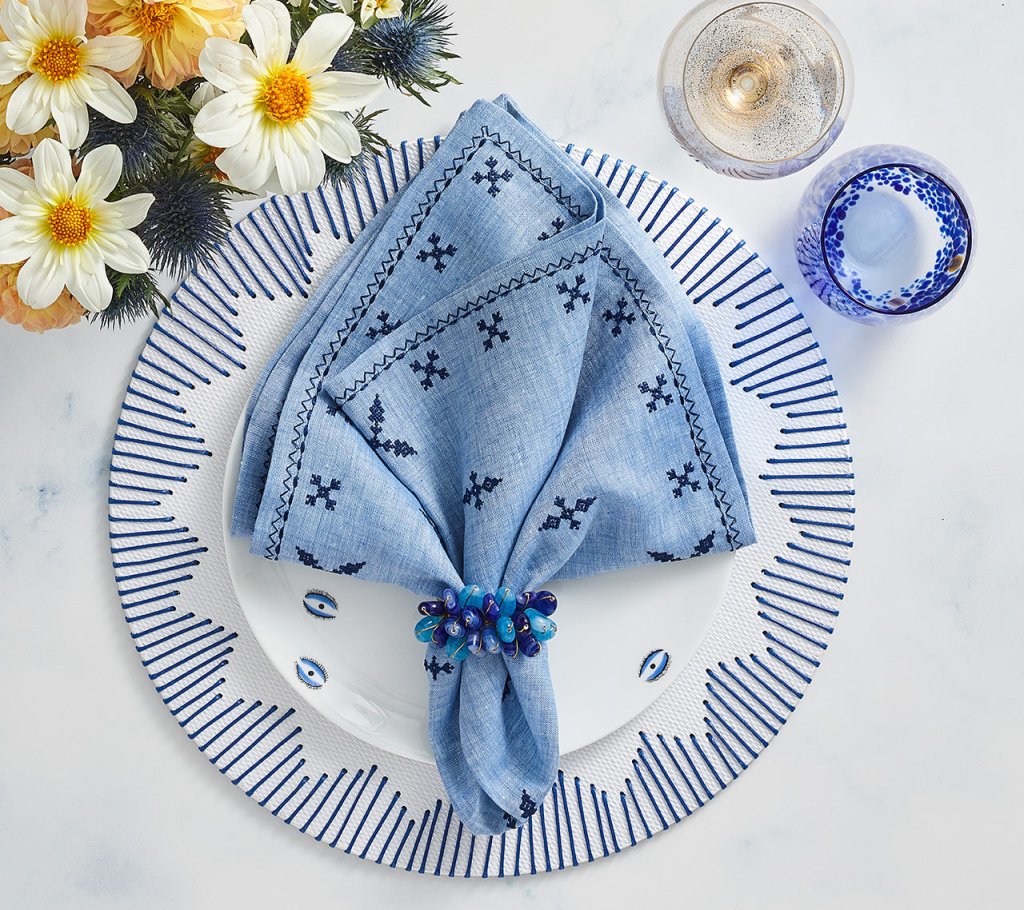 Kim Seybert, Inc.Fez Napkin in Periwinkle & Navy, Set of 4Napkins