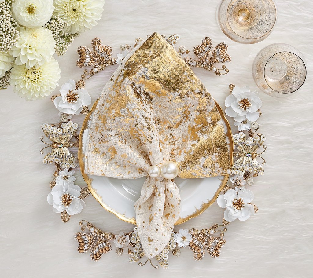 Kim Seybert, Inc.Papillon Charger in Ivory & Gold, Set of 2Placemats