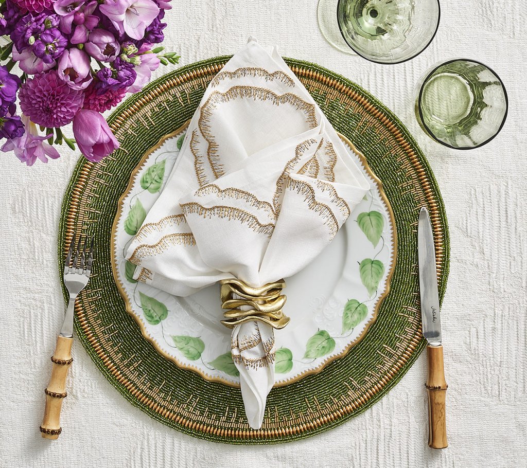 Kim Seybert, Inc.Daydream Napkin in White, Gold & Silver, Set of 4Napkins