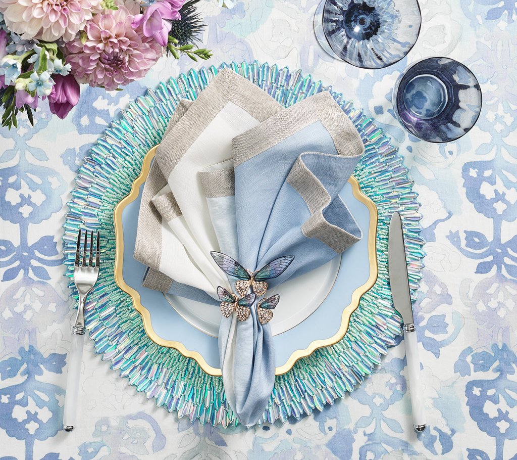 Kim Seybert, Inc.Dip Dye Napkin in White & Periwinkle, Set of 4Napkins