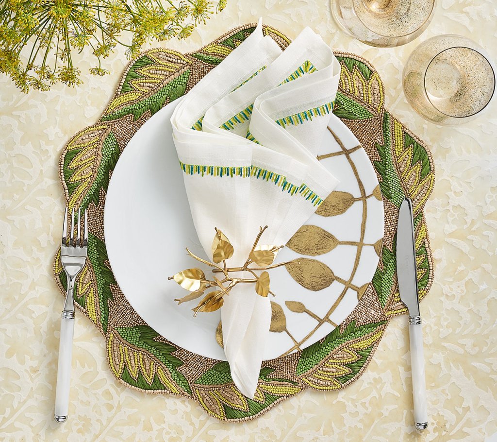 Filament Napkin in White, Yellow & Green, Set of 4