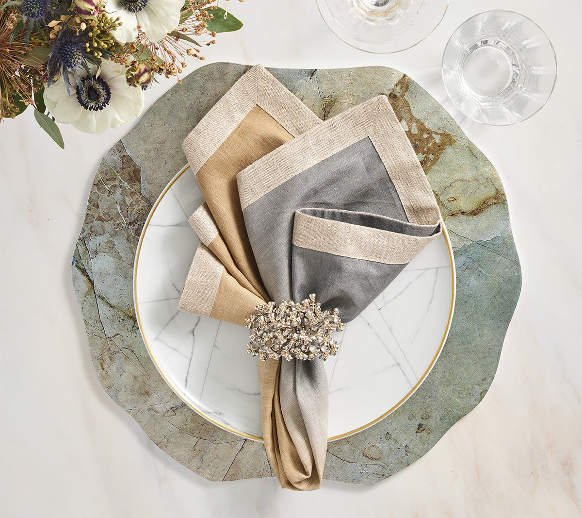 Lucent Napkin Ring in Silver & Gold, Set of 4