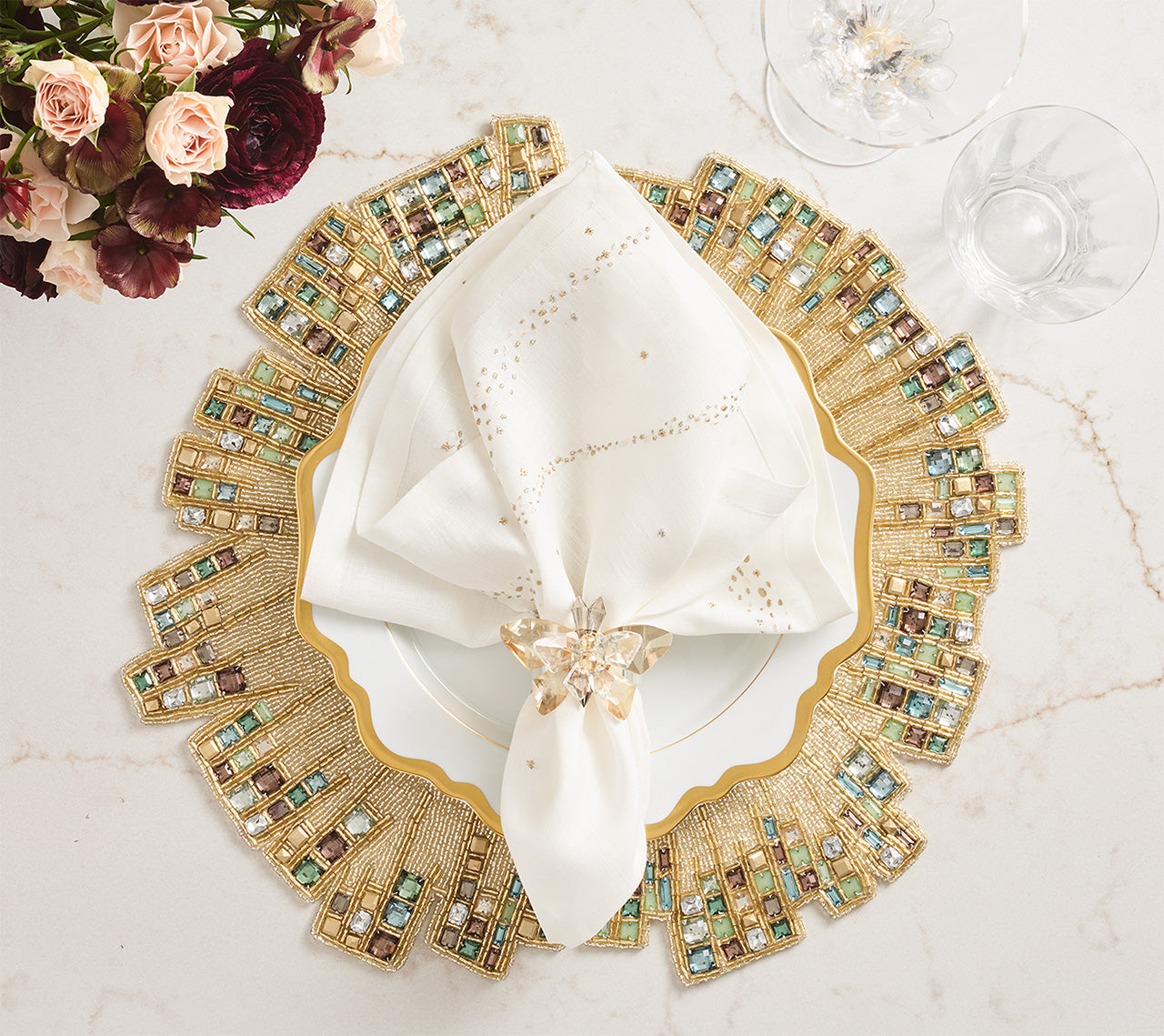 Borealis Placemat in Green & Gold, Set of 2