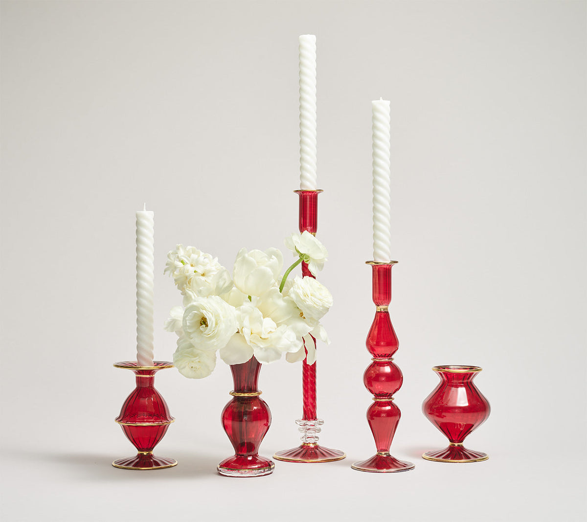Ripple Candle Holder in Ruby