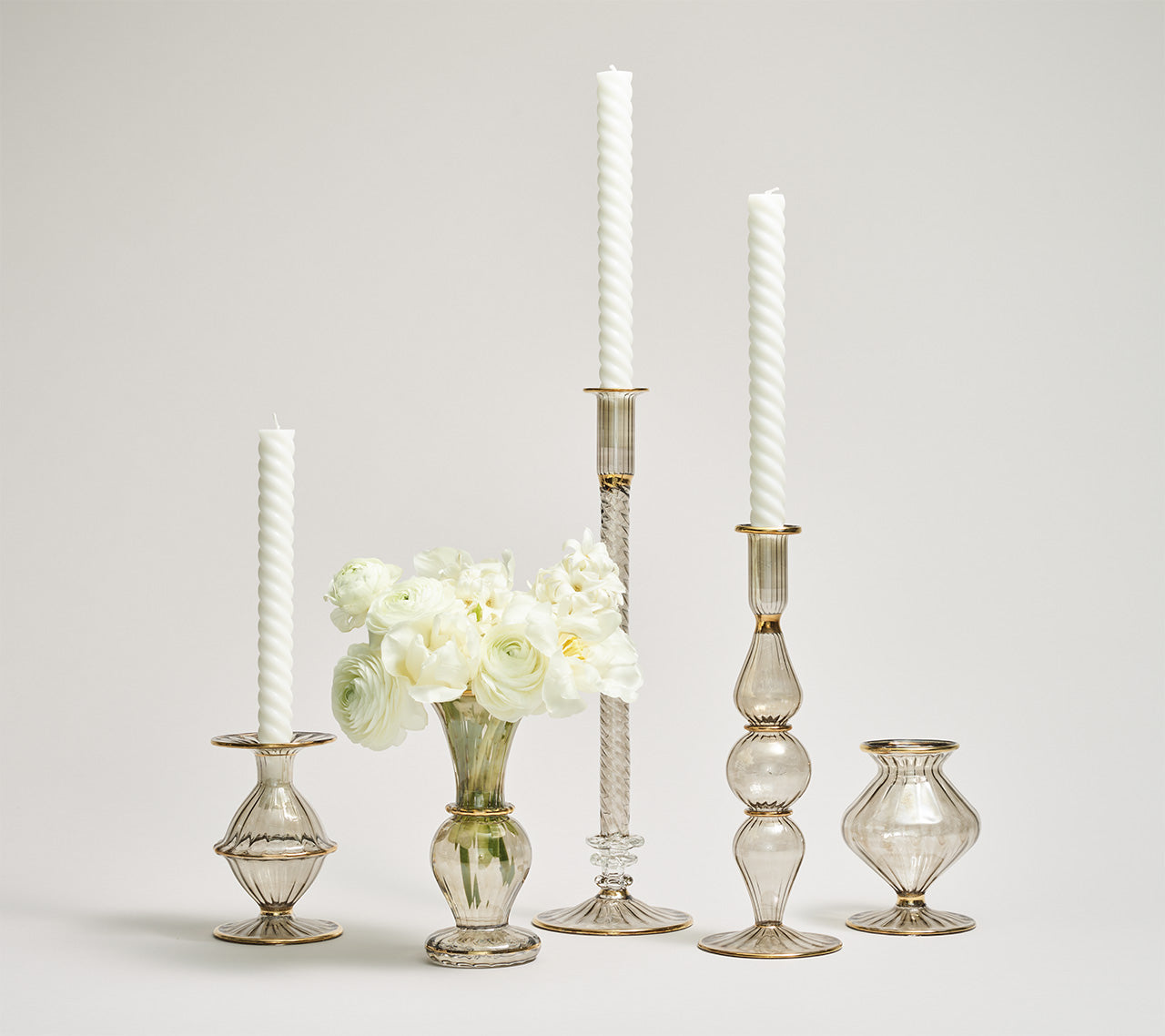 Blossom Candle Holder in Smoke