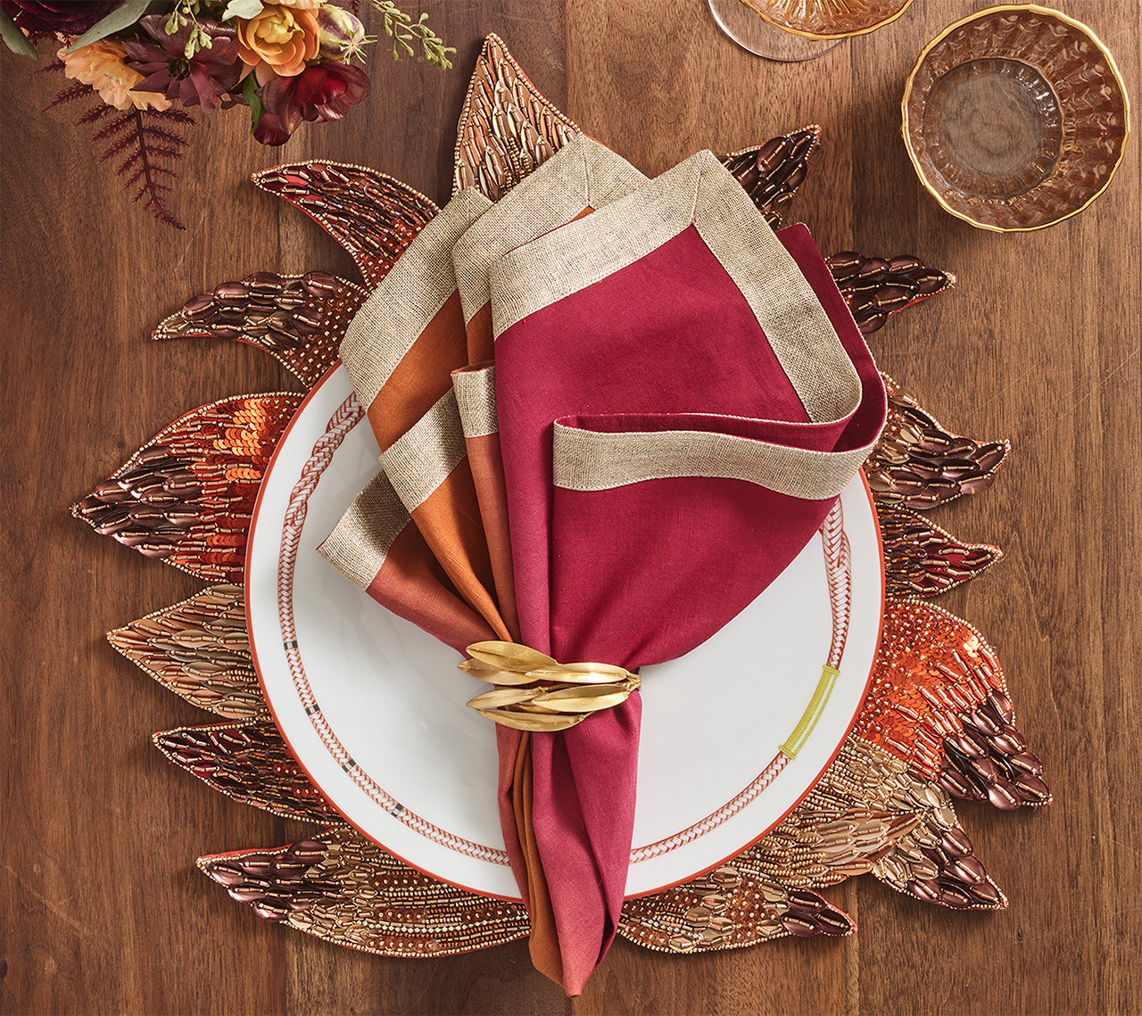 Harvest Placemat in Brown & Orange, Set of 2