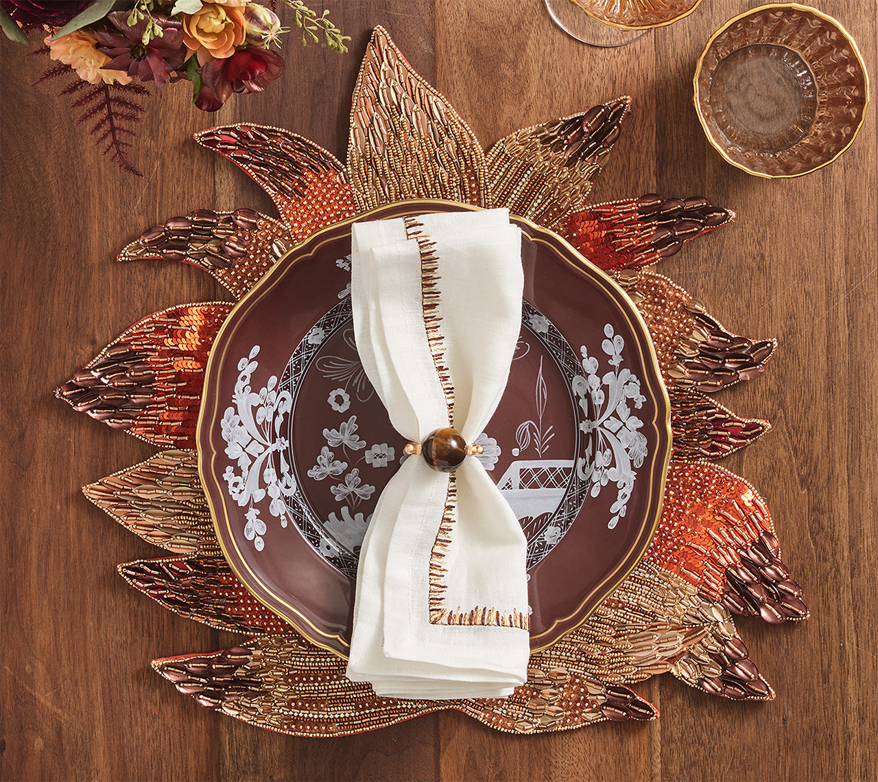Harvest Placemat in Brown & Orange, Set of 2