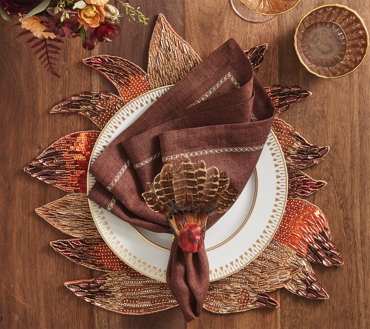 Harvest Placemat in Brown & Orange, Set of 2