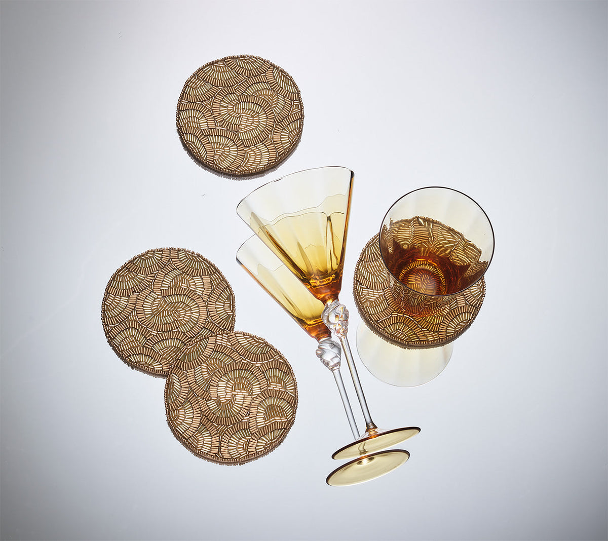 Lune Coaster in Gold, Set of 4 in a Gift Bag