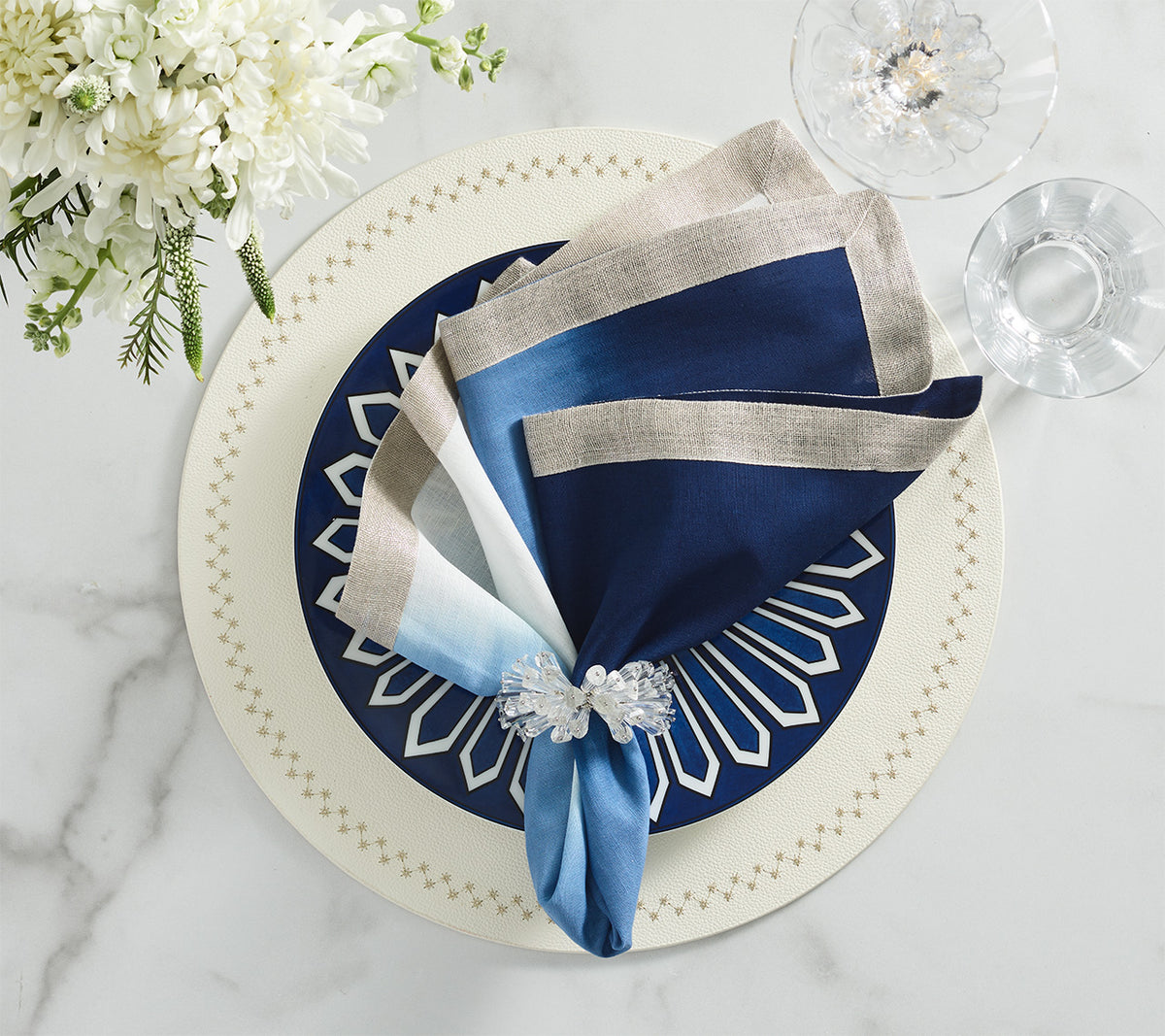 Starry Night Placemat in White & Gold, Set of 4