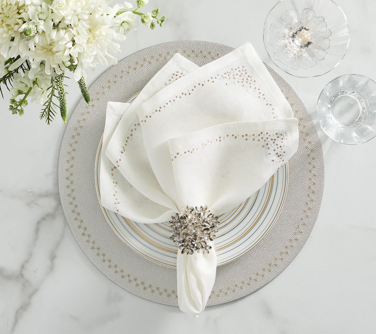 Starry Night Placemat in Silver, Set of 4