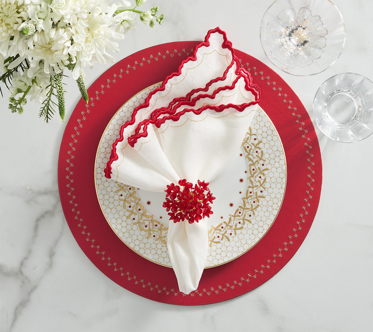 Starry Night Placemat in Red, Set of 4