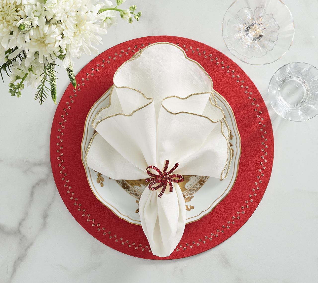 Luminance Napkin in White & Gold, Set of 4