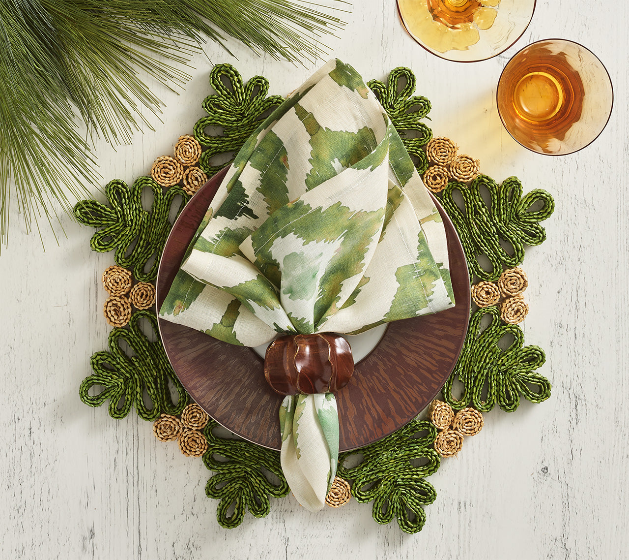 Verve Placemat in Green & Natural, Set of 4