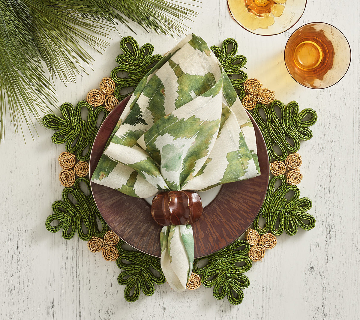 Twist Napkin Ring in Brown & Gold, Set of 4