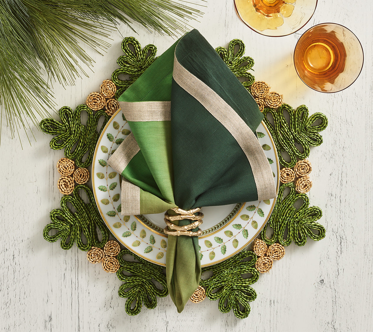 Verve Placemat in Green & Natural, Set of 4