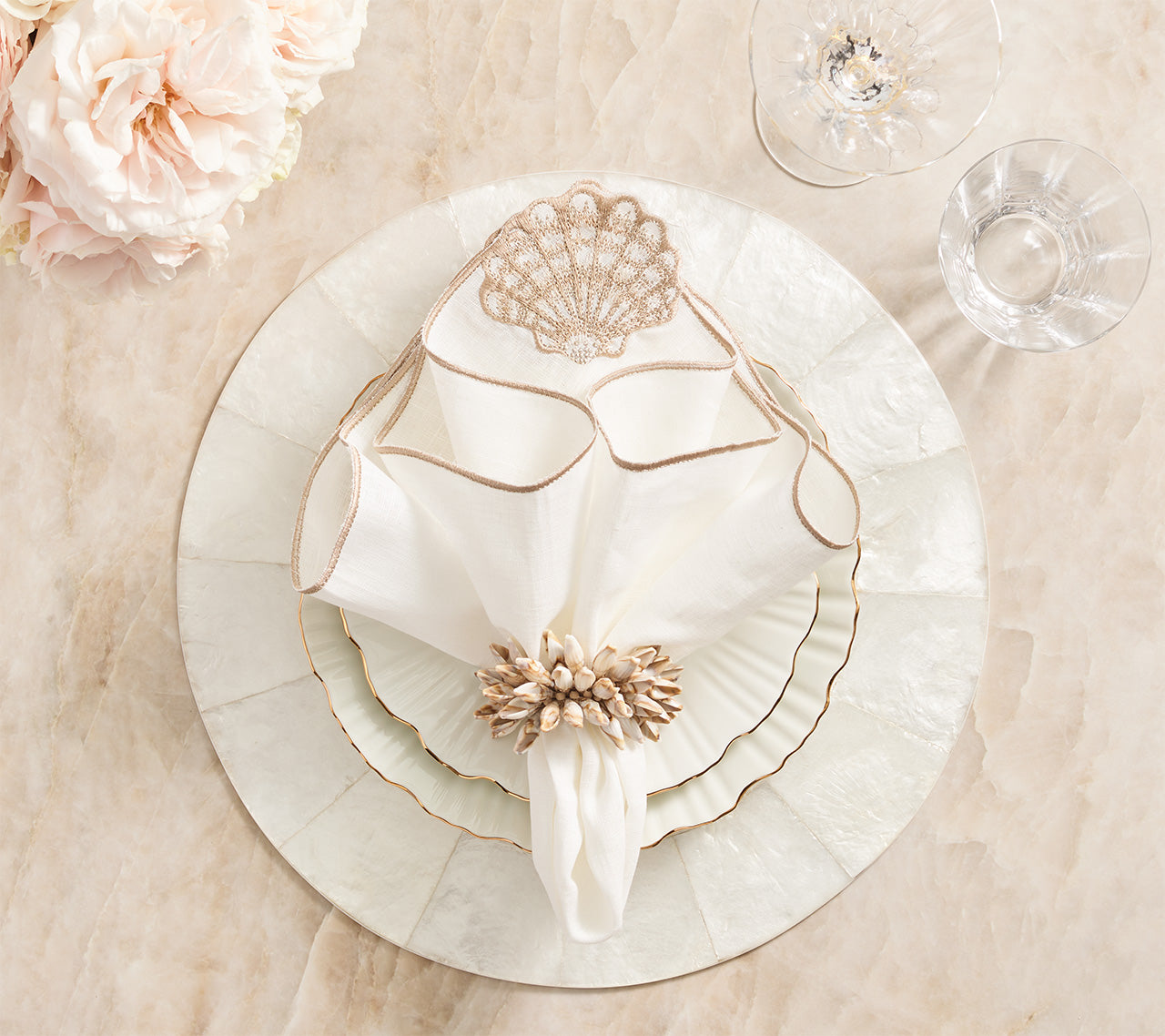 Beachcomber Napkin in White & Natural, Set of 4