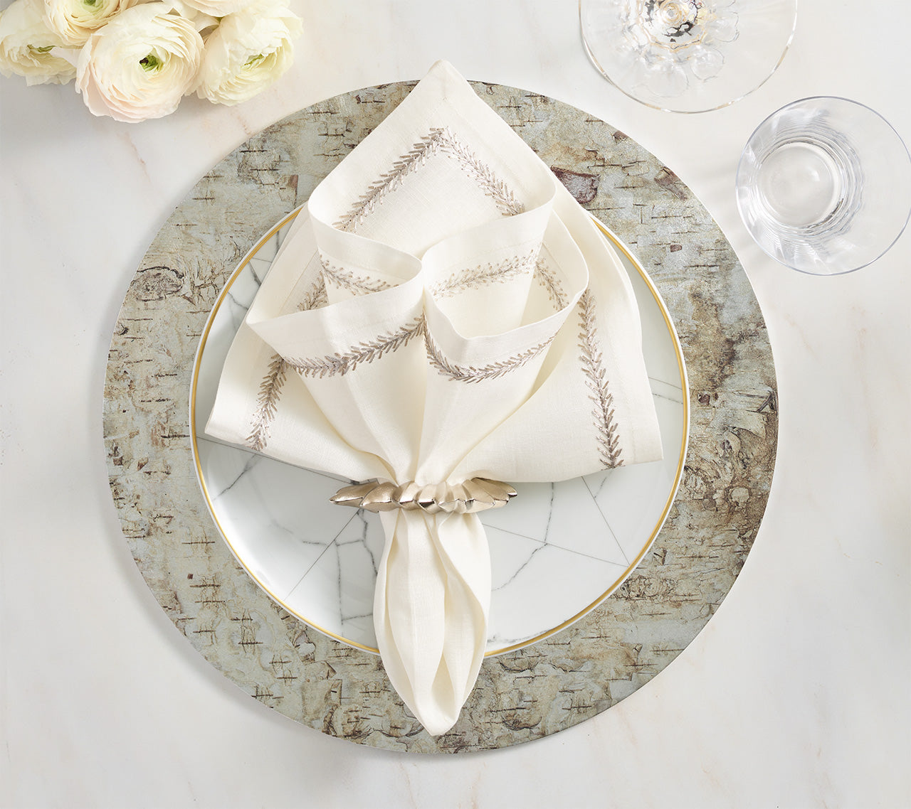Chalet Placemat in Natural & Silver, Set of 4