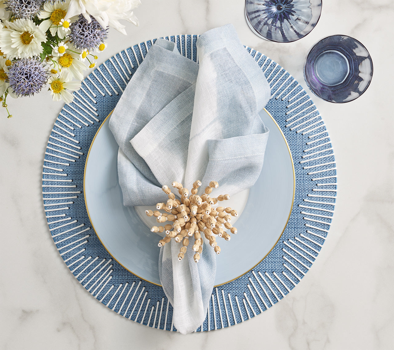 Dream Weaver Placemat in Blue & White, Set of 4