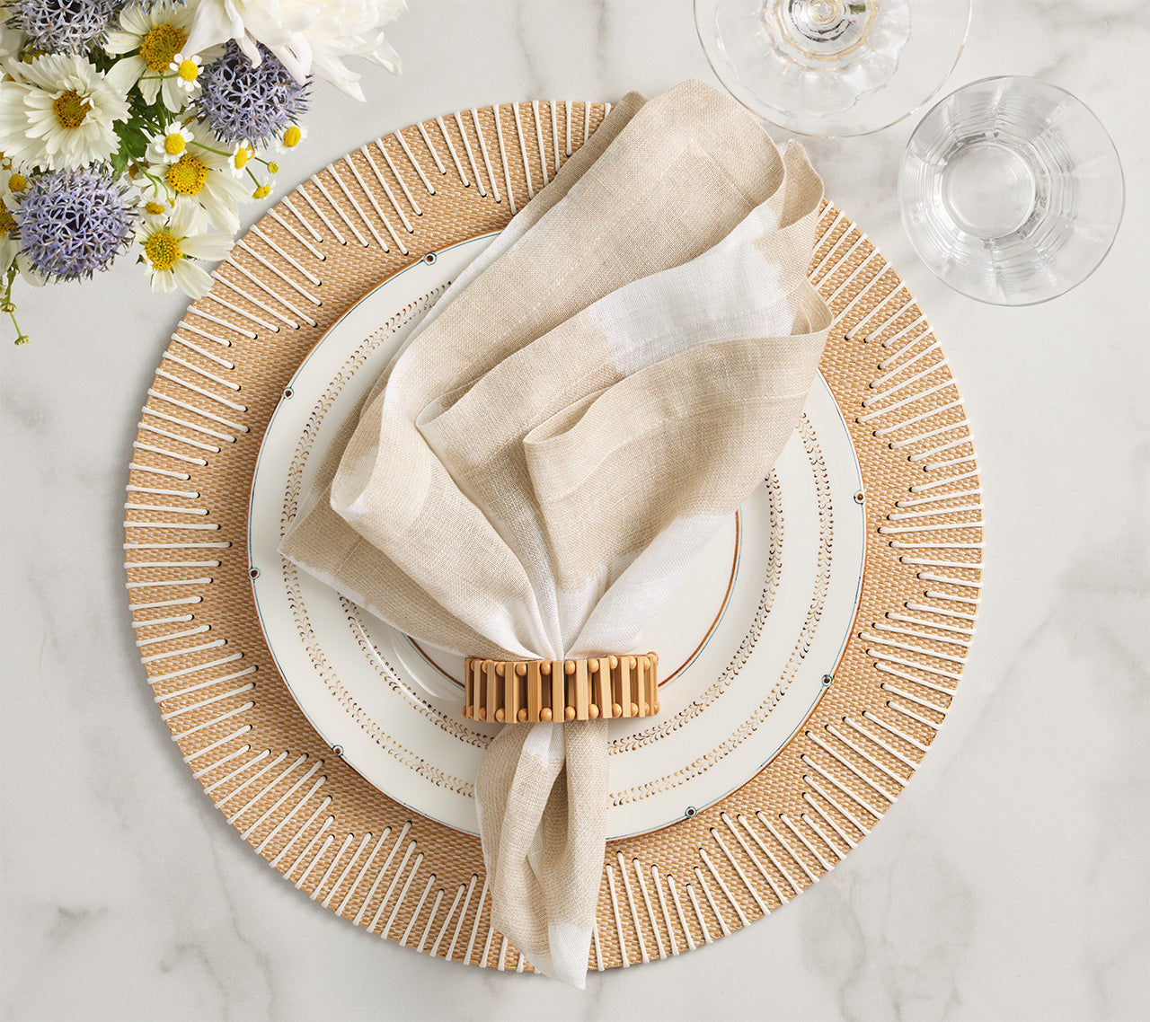 Spoke Napkin Ring in Natural, Set of 4