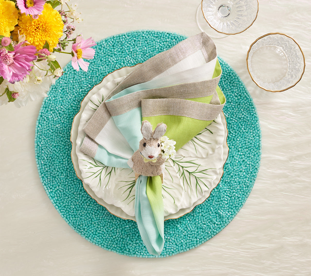Dip Dye Napkin in Blue & Green, Set of 4