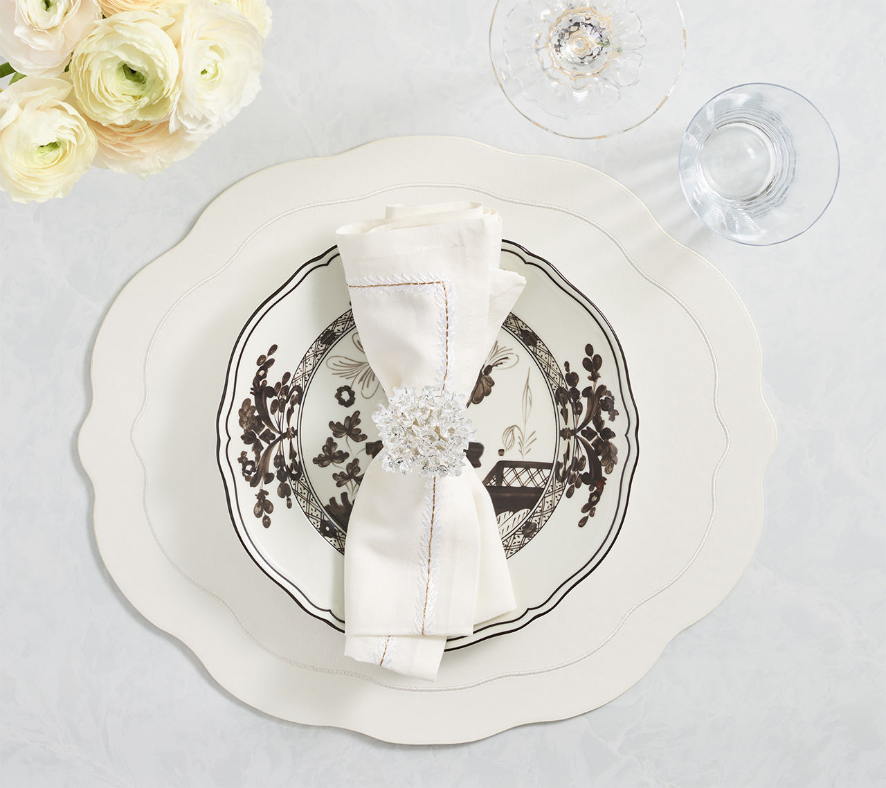 Jardin Napkin in White, Set of 4