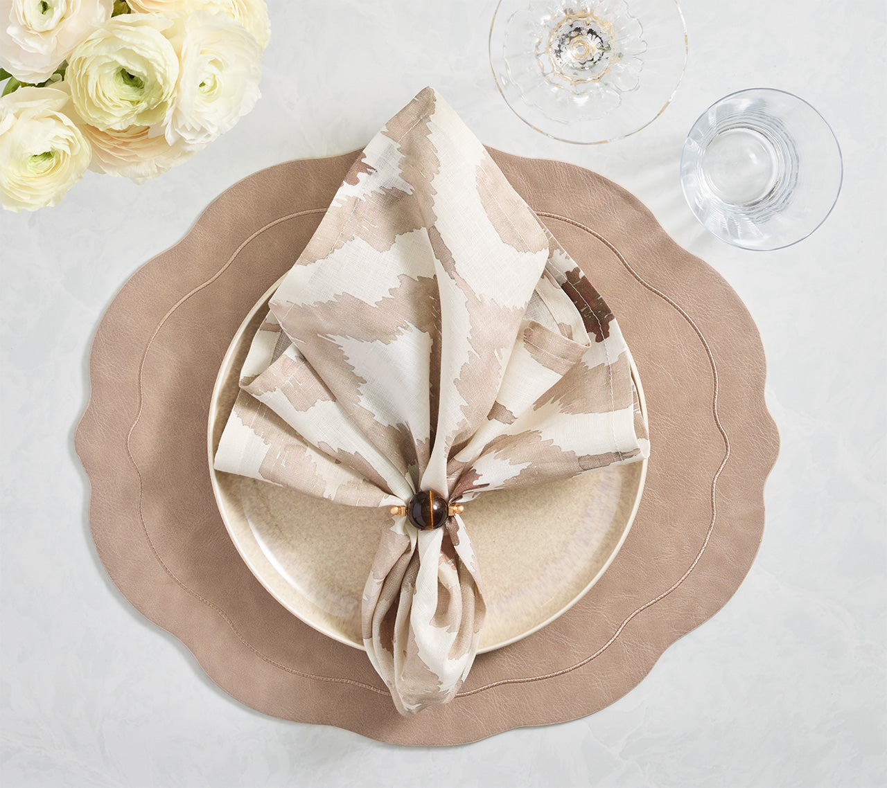 Watercolor Ikat Napkin in Taupe, Set of 4
