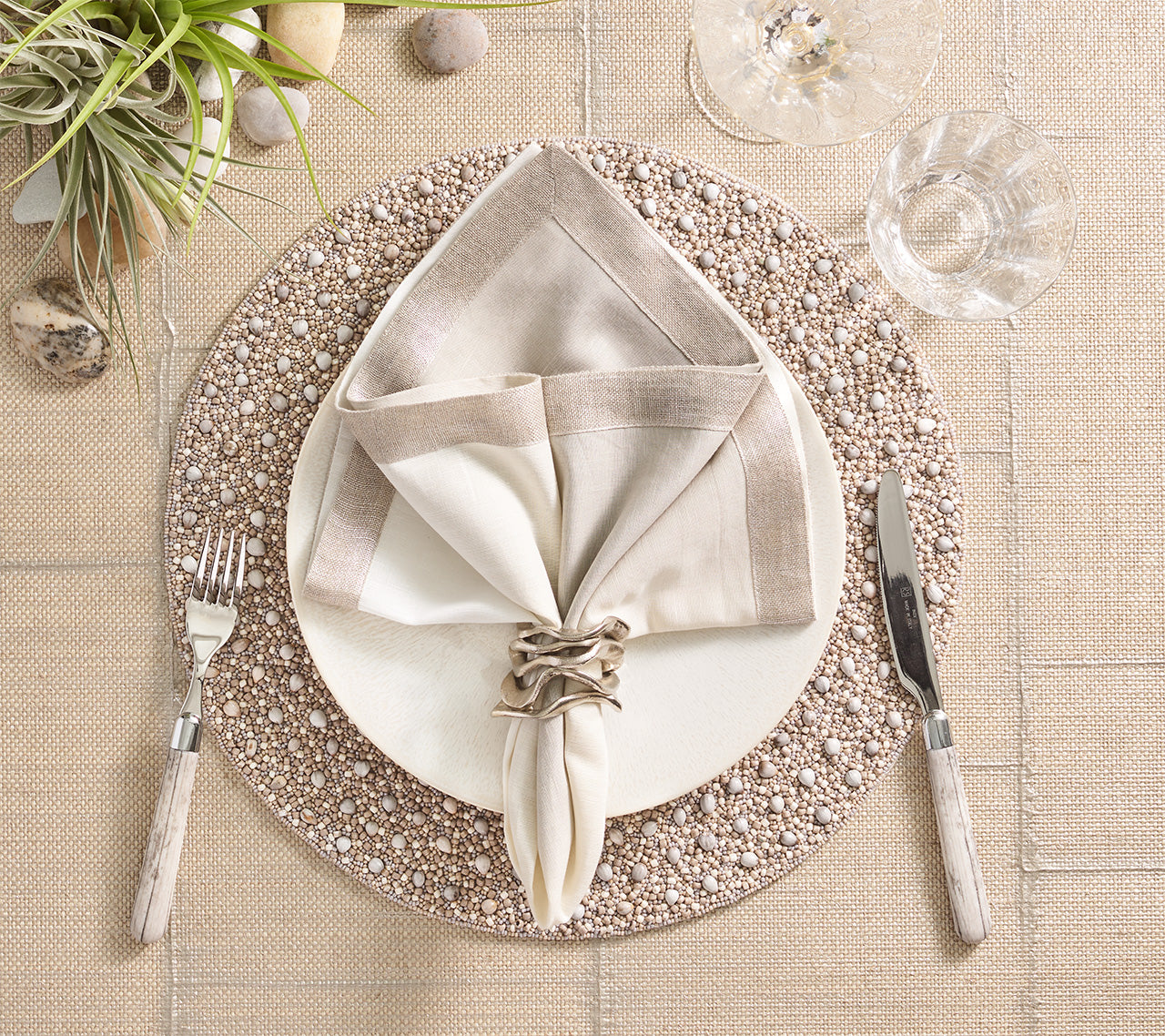 Dip Dye Napkin in Gray & Silver, Set of 4