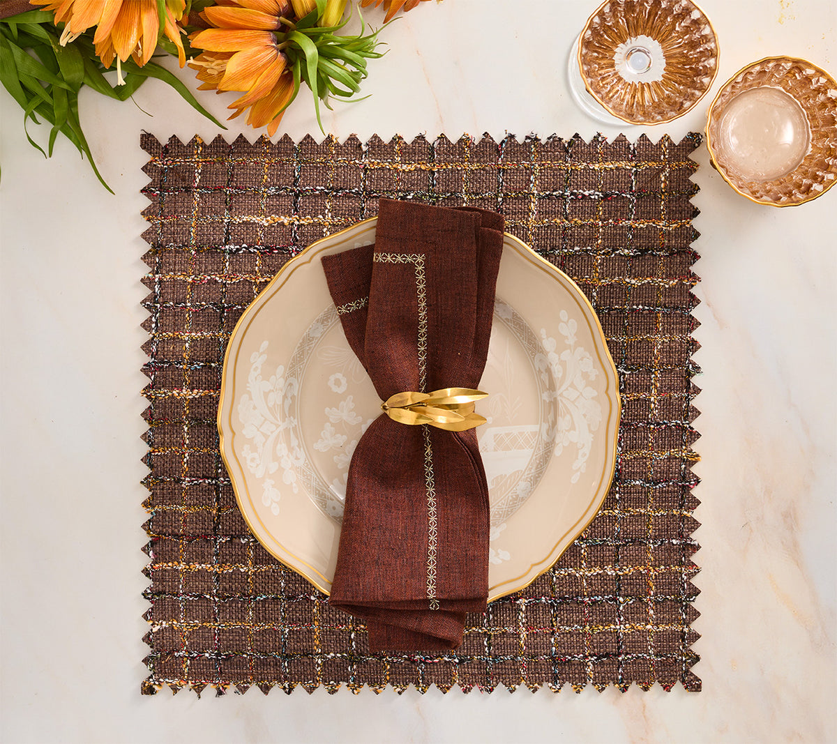 Classic Napkin in Brown, Set of 4