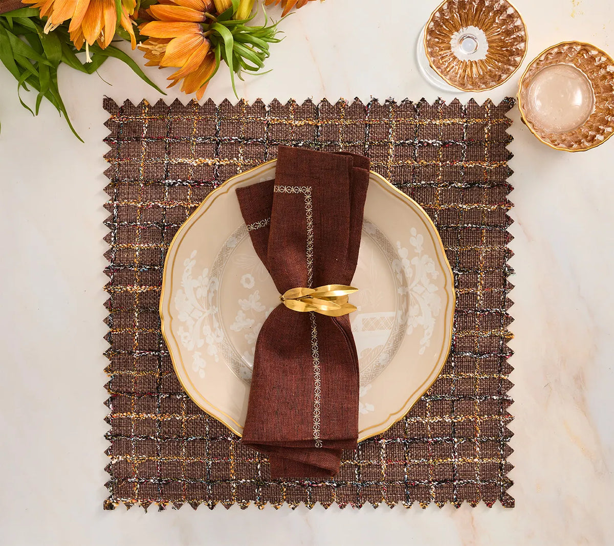 Boucle Placemat in Brown & Multi, Set of 4