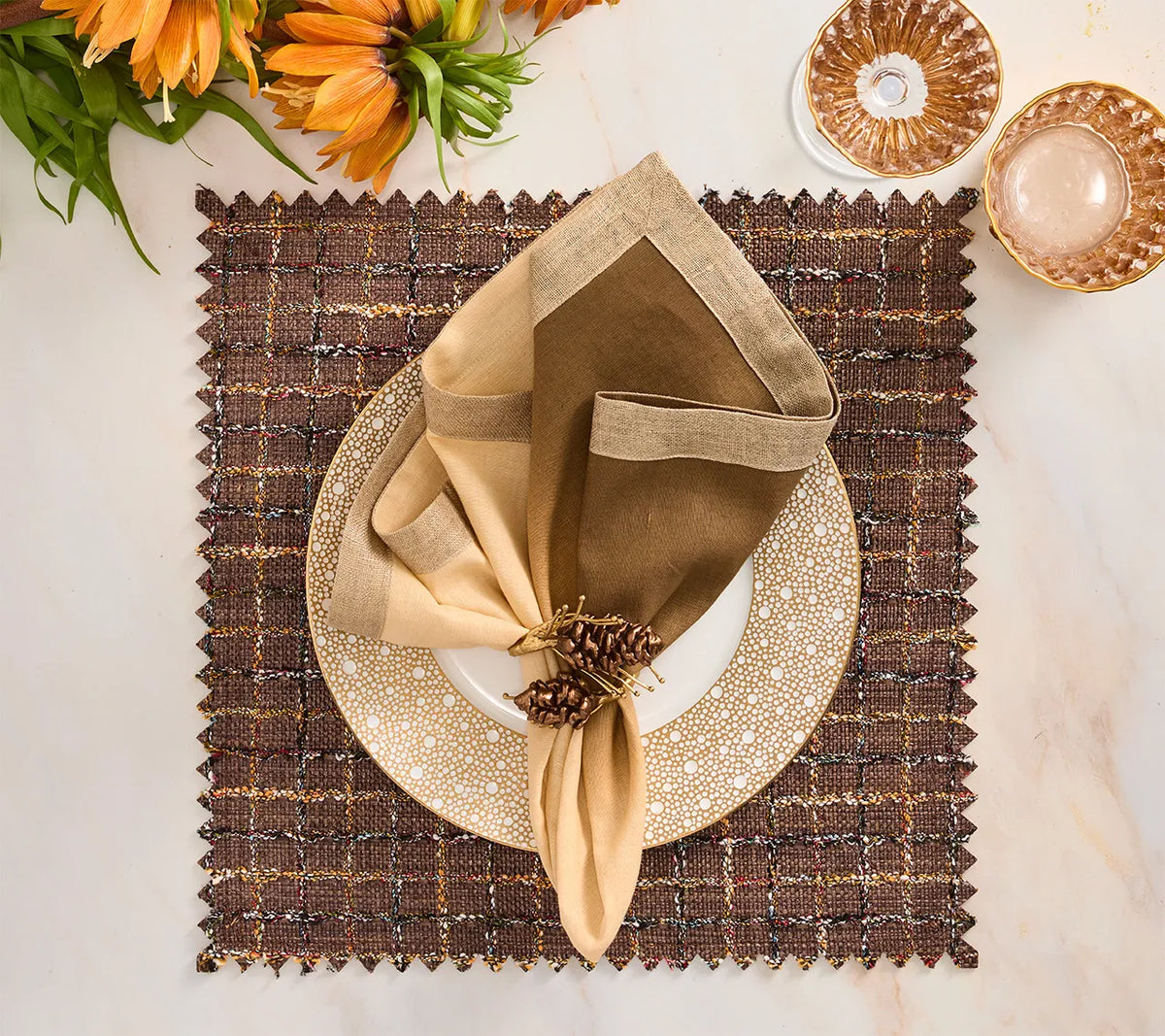 Boucle Placemat in Brown & Multi, Set of 4